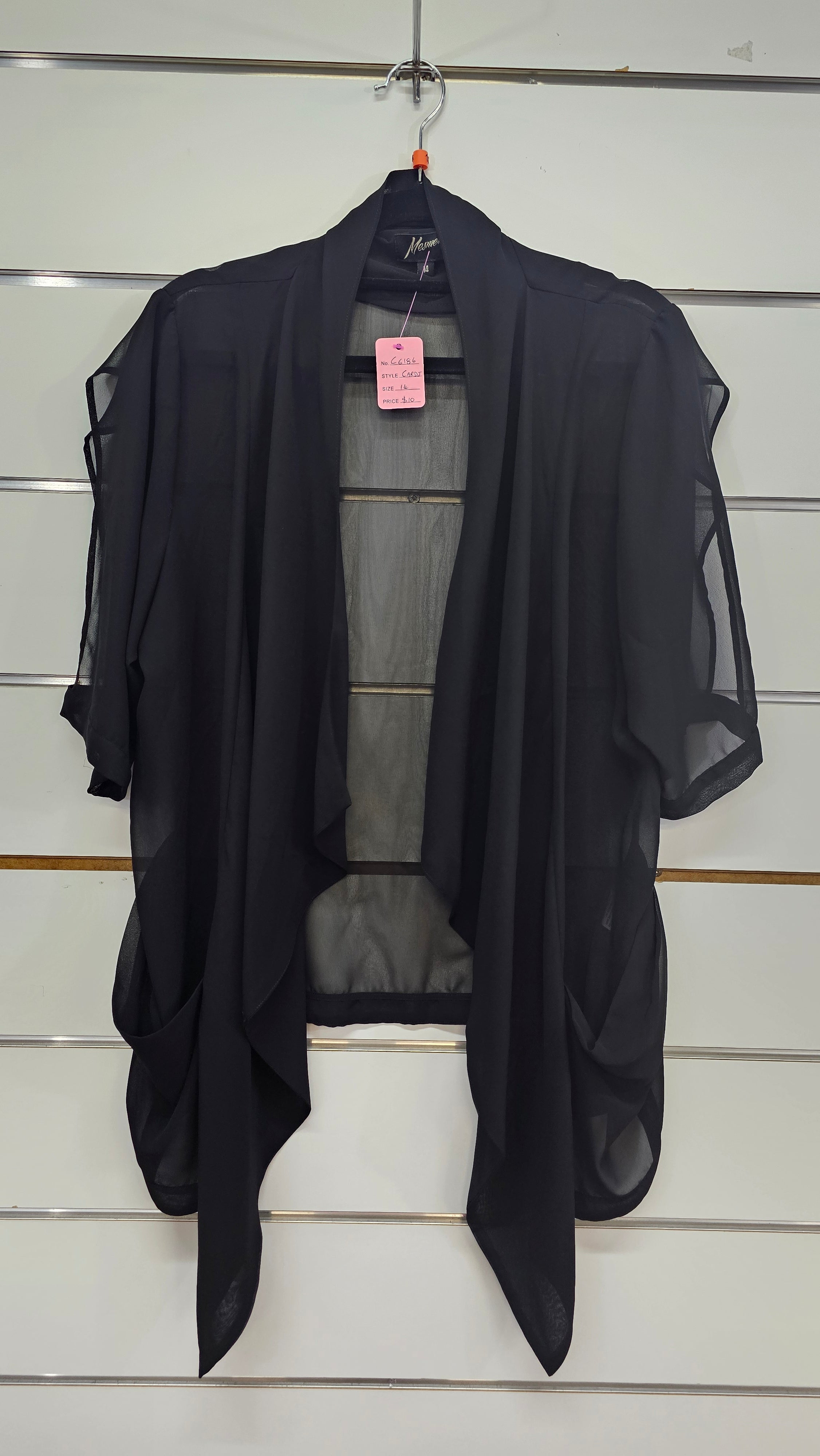 Mesmerise Black Short Sleeve Chiffon Cardi - 14
