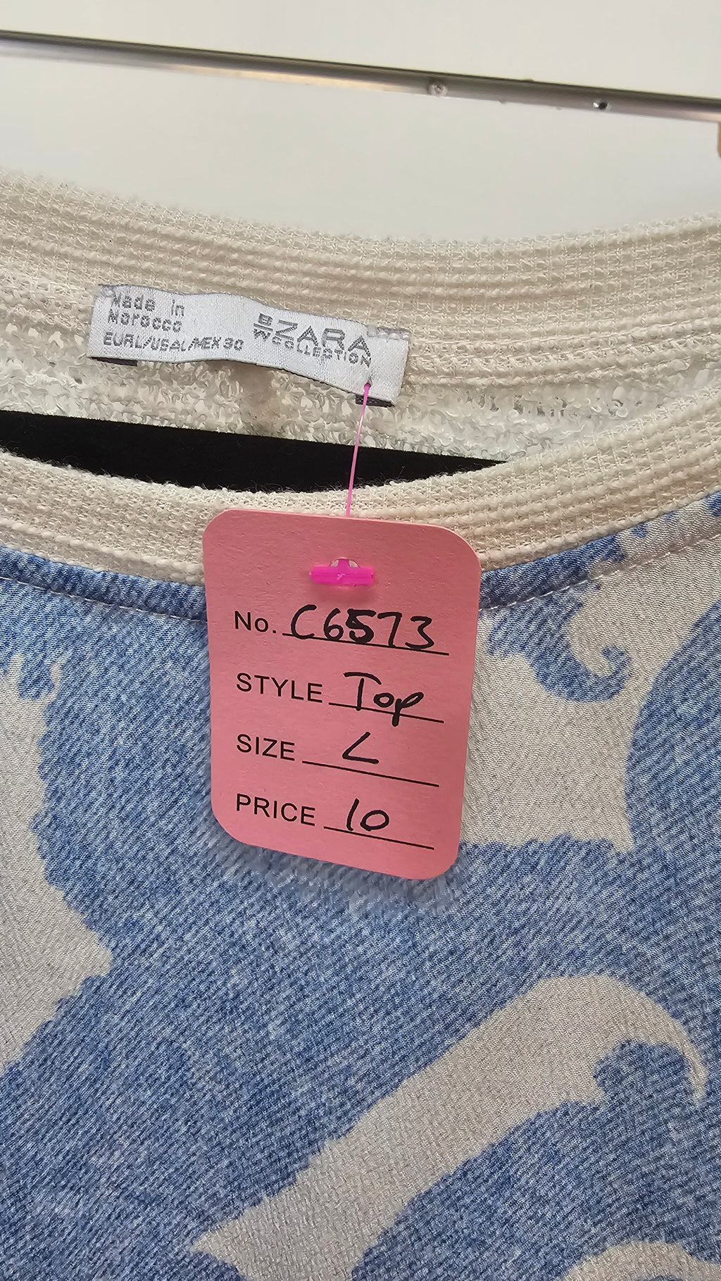 Zara Blue/White Top - L