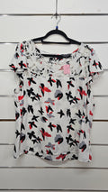 Oliver Black Red/White/Black Lace Top with Butterflies - 18
