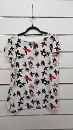 Oliver Black Red/White/Black Lace Top with Butterflies - 18
