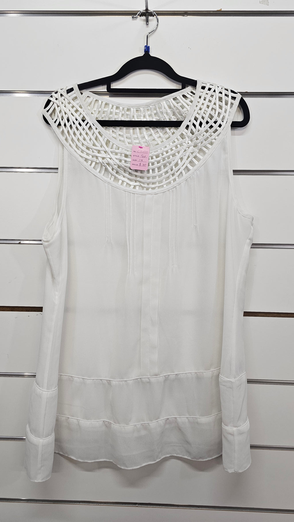 Amie White Detailed Chiffon Tunic Top - 18