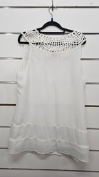 Amie White Detailed Chiffon Tunic Top - 18