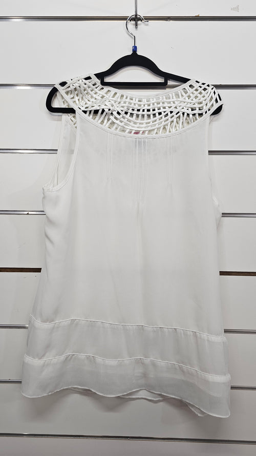 Amie White Detailed Chiffon Tunic Top - 18