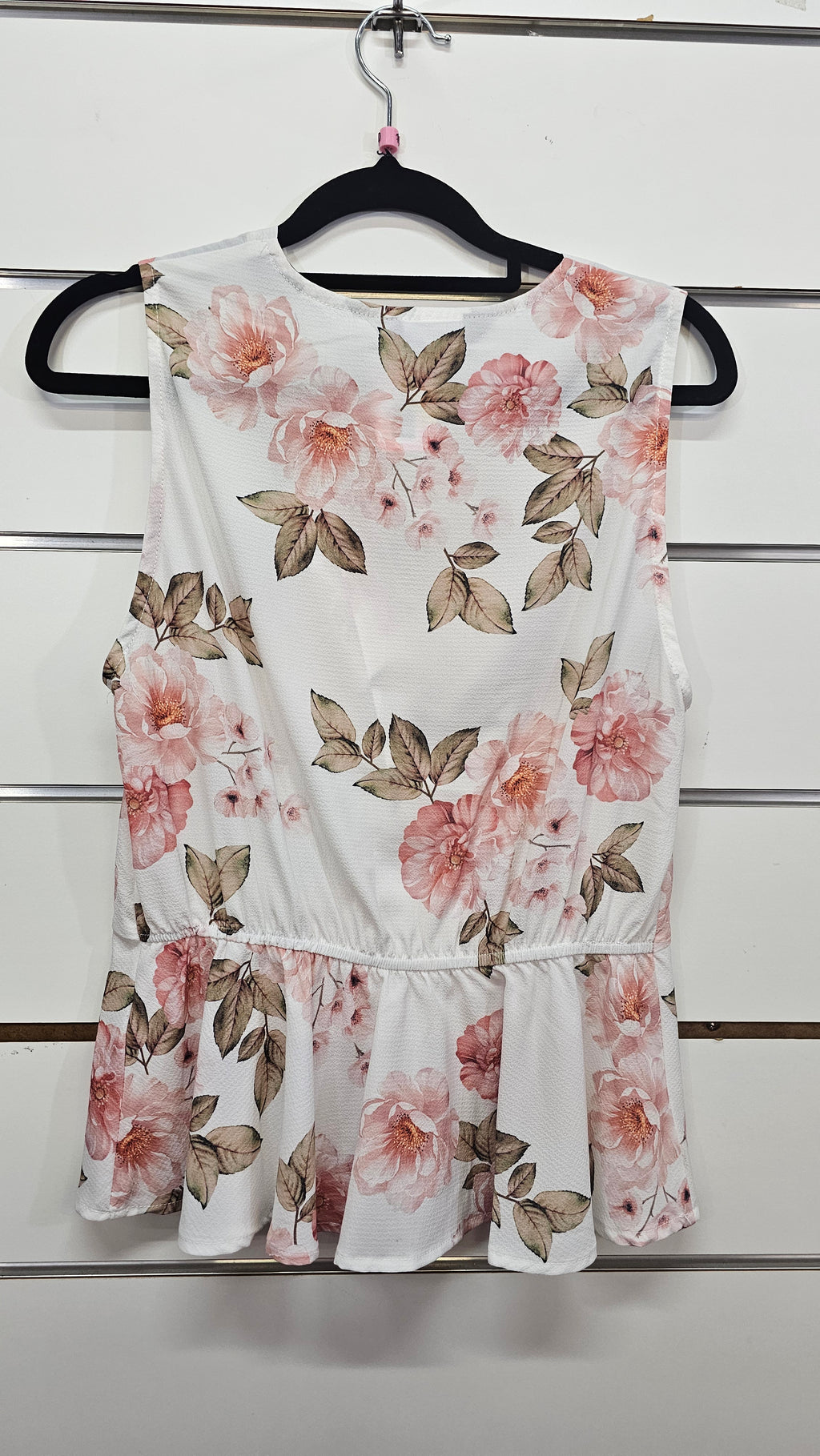 Pagani, White/Peach/Green, Floral Frill Blouse – 10