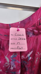 Coconut Dreams, Hot Pink, Strap Dress with Palm Print – M