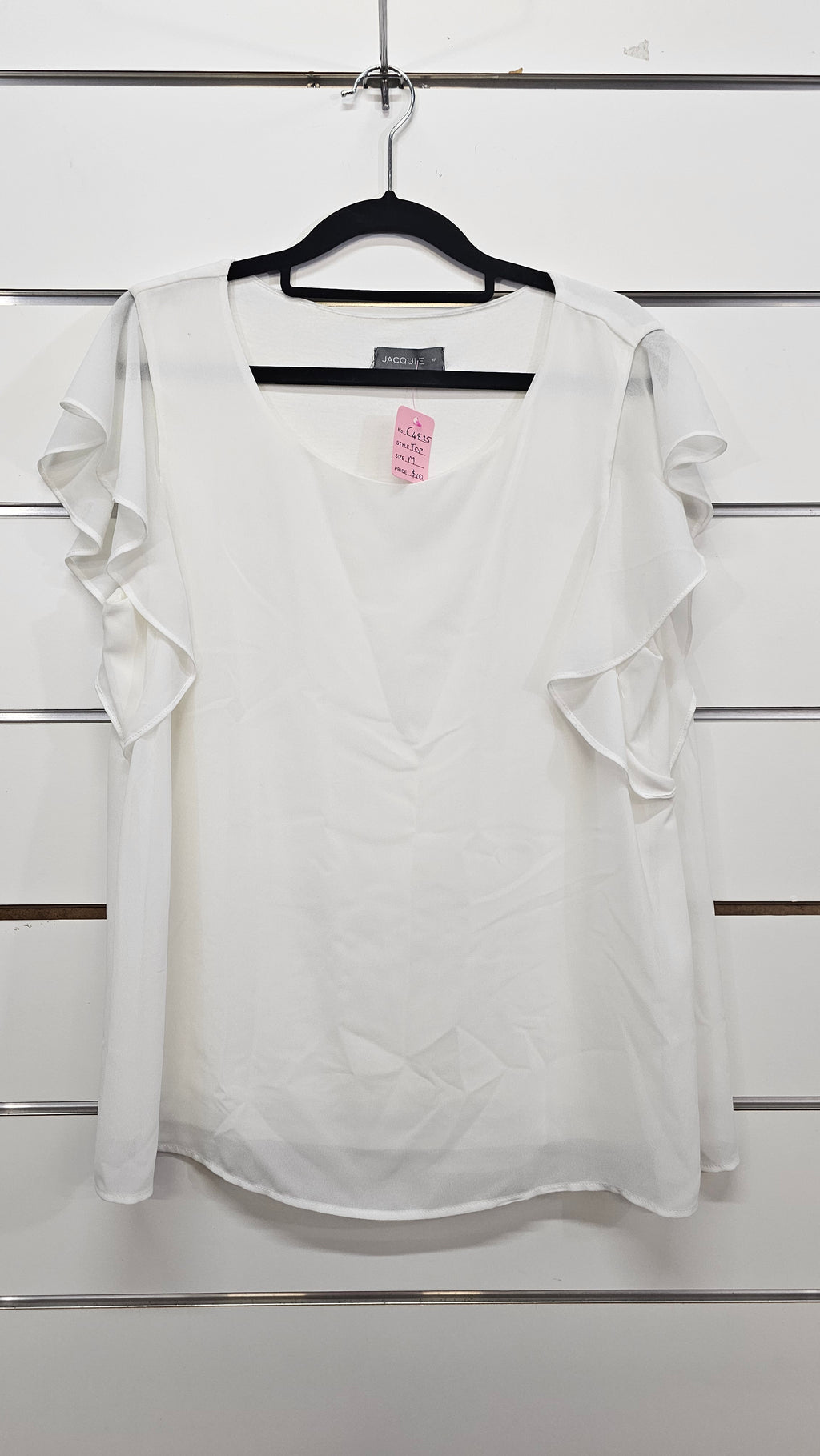 Jacqui-E Cream Chiffon Top - M