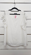 Jacqui-E Cream Chiffon Top - M