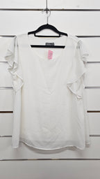 Jacqui-E Cream Chiffon Top - M