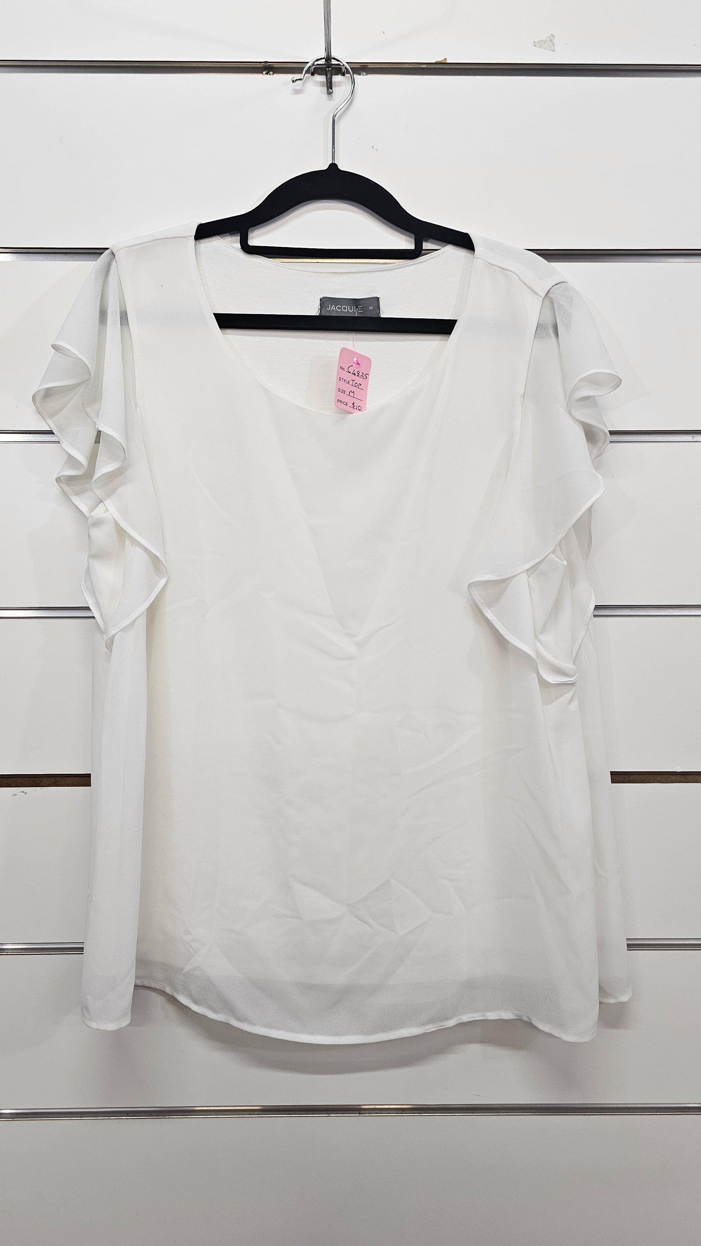 Jacqui-E Cream Chiffon Top - M