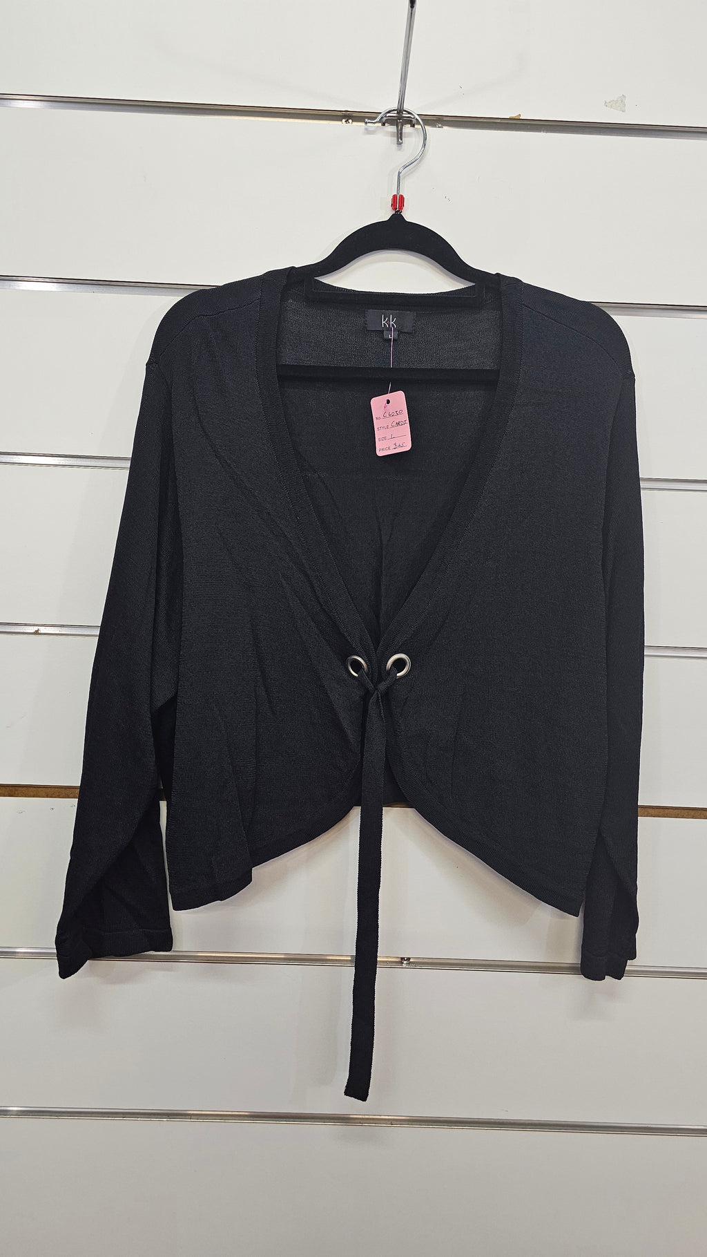 K+K, Black, Knitted Cardi with Tie Belt – L