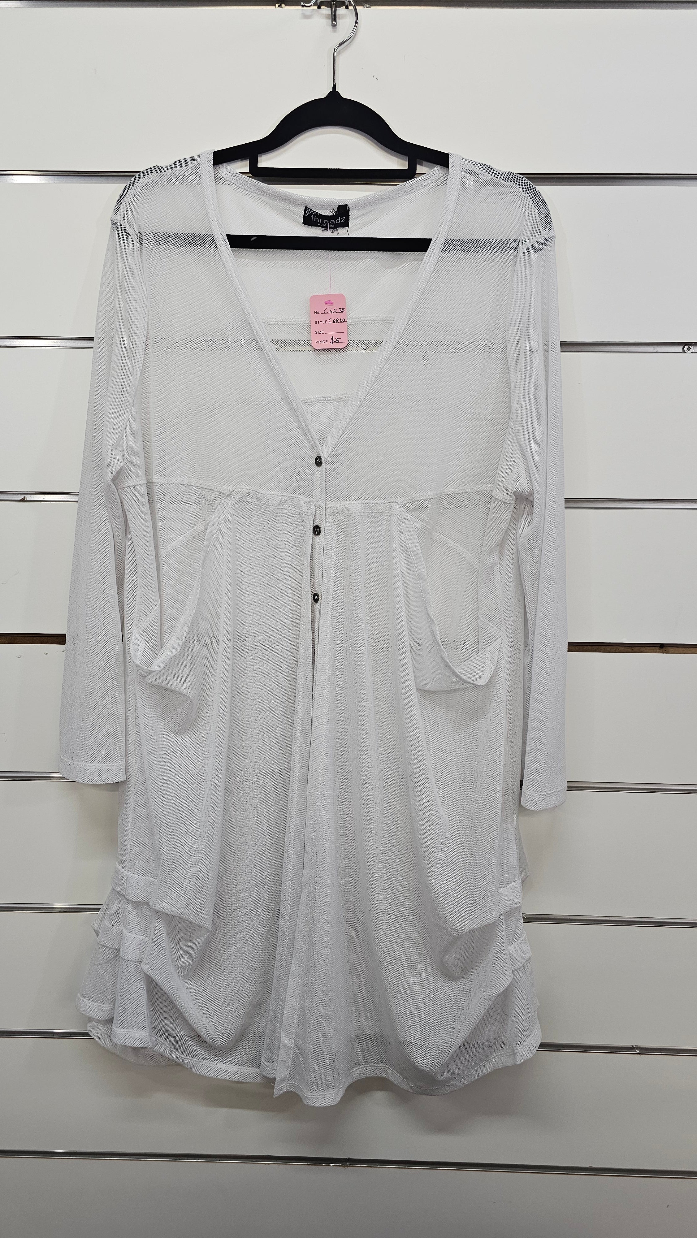 Threadz, White, Netting Cardi