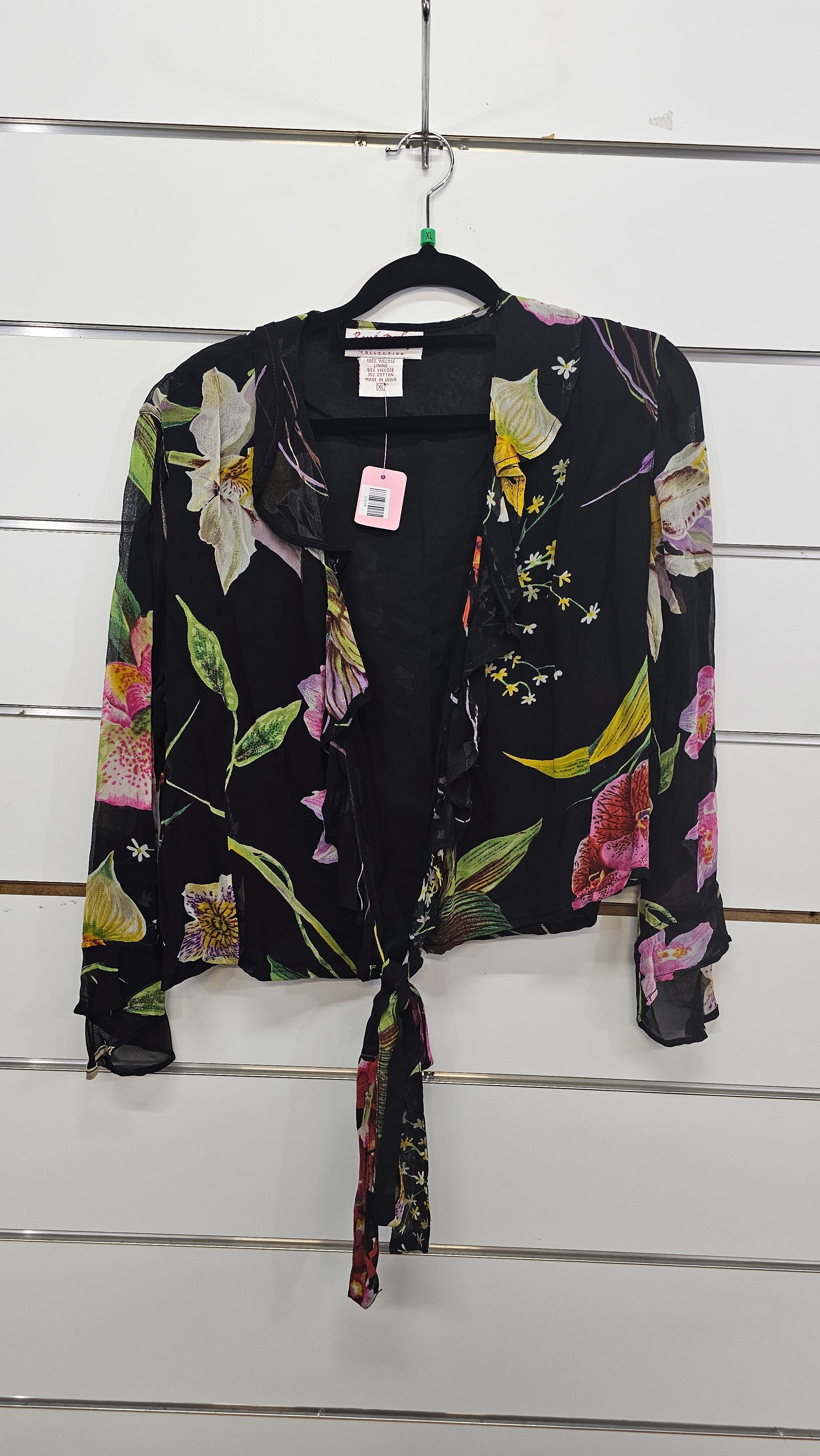 Rene, Black, Tie Waist Cardigan – XL