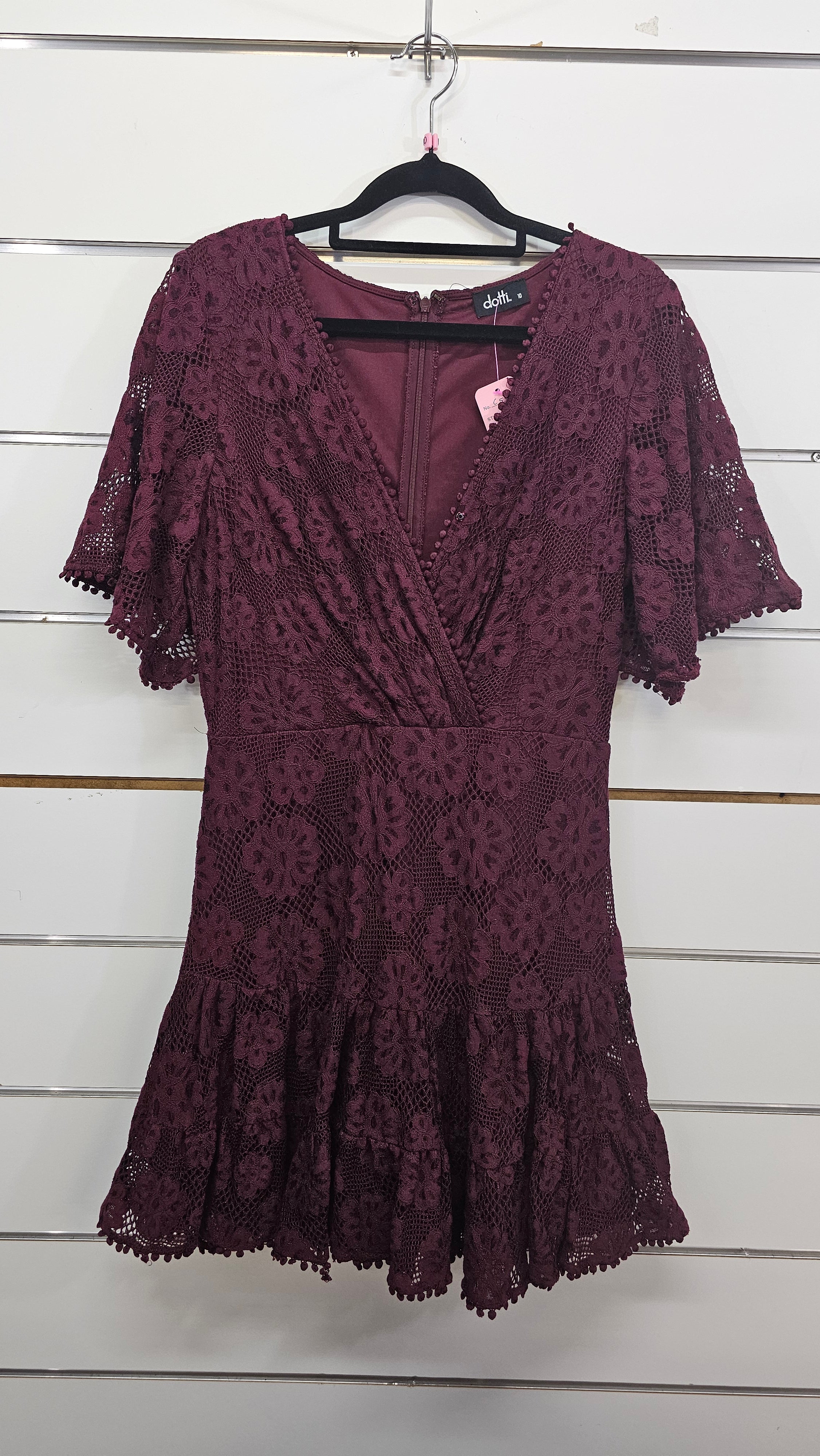Dotti, Burgundy, Short Lace Dress, S/S – 10