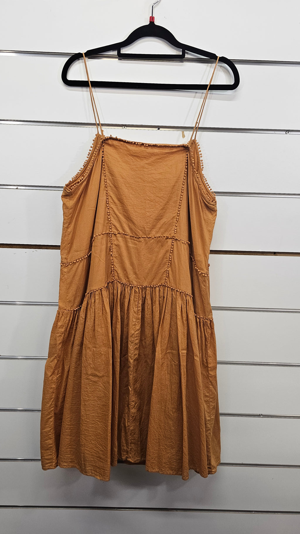 LA Tribe Mustard Cotton Shoestring Strap Dress – L