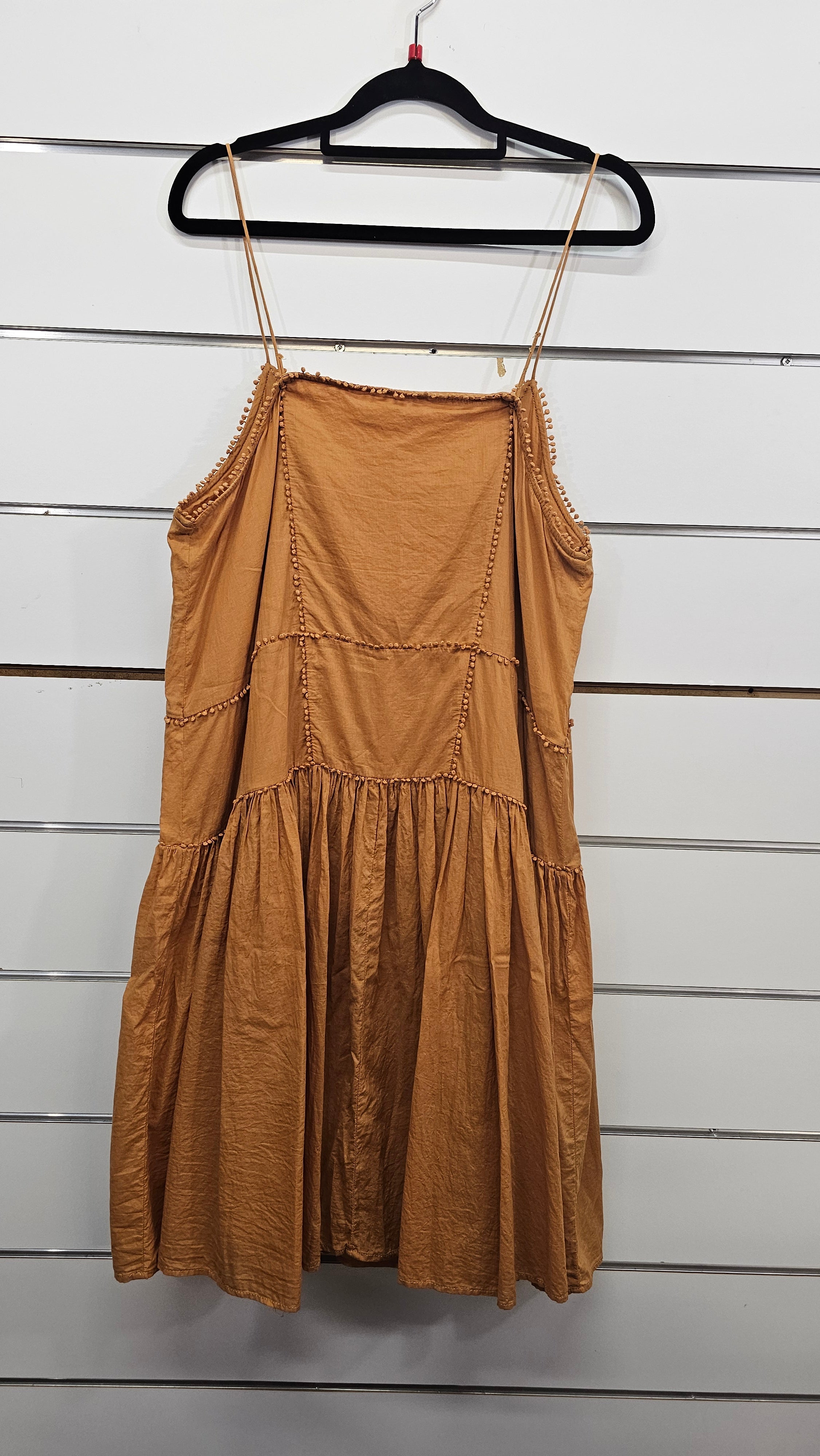 LA Tribe Mustard Cotton Shoestring Strap Dress – L