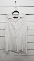 Stax White Linen Sleeveless Shirt with Zip-Up Detail - 16