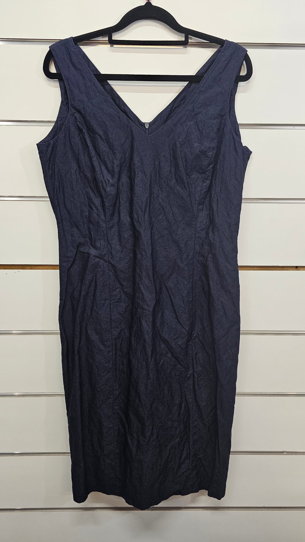 Sonia Crishton Navy Sleeveless Linen Dress - 10