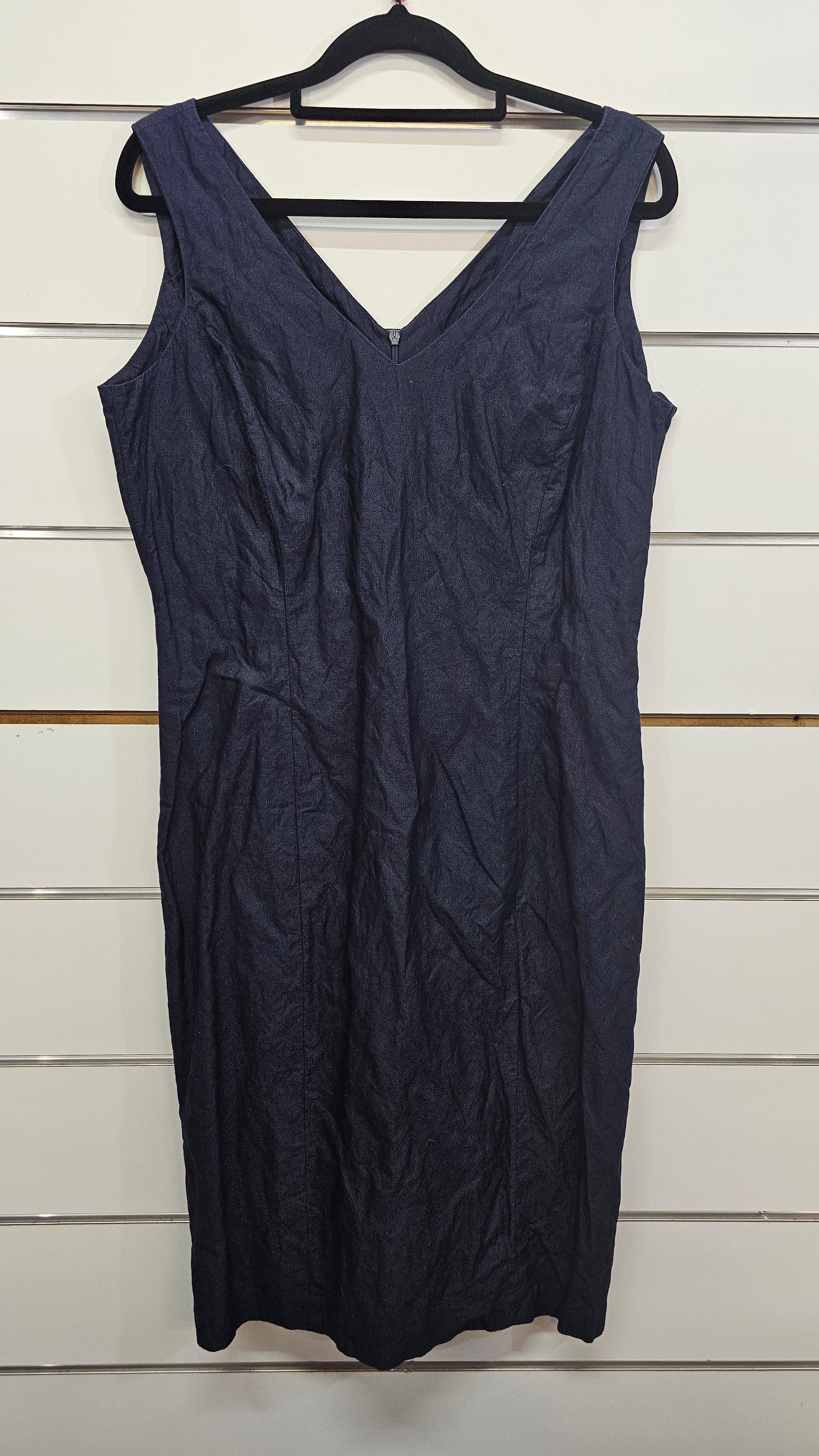 Sonia Crishton Navy Sleeveless Linen Dress - 10
