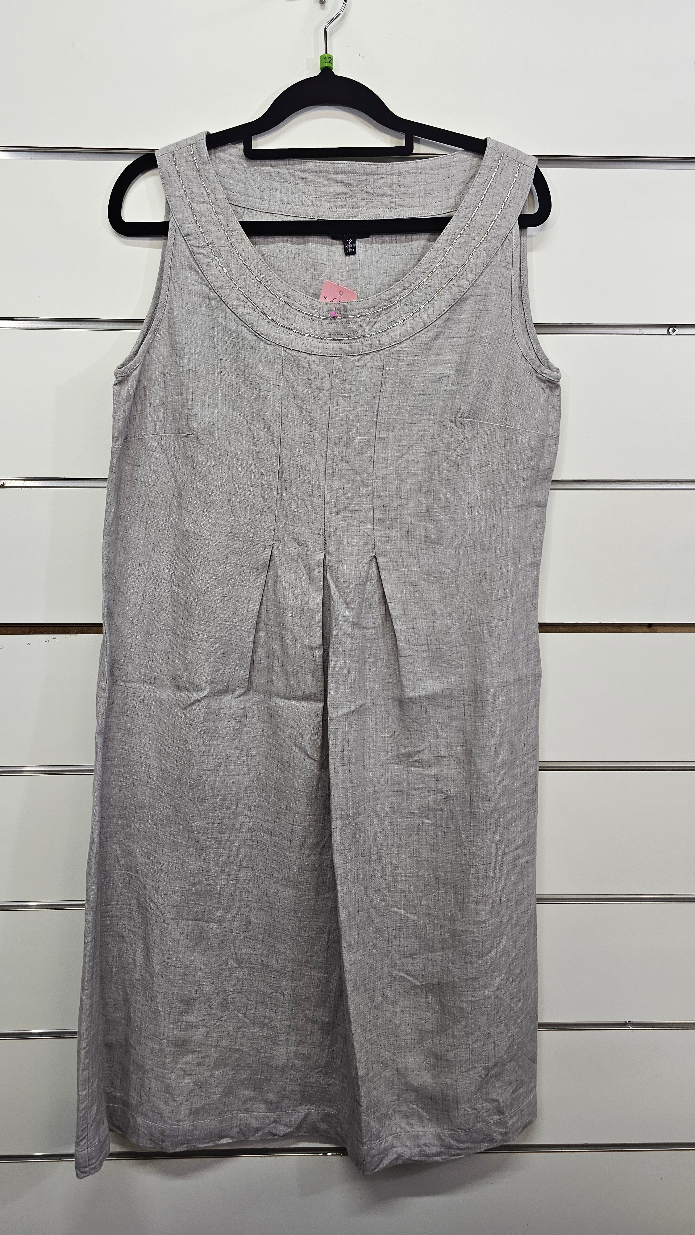 See Saw Grey Sleeveless Linen Dress - 12