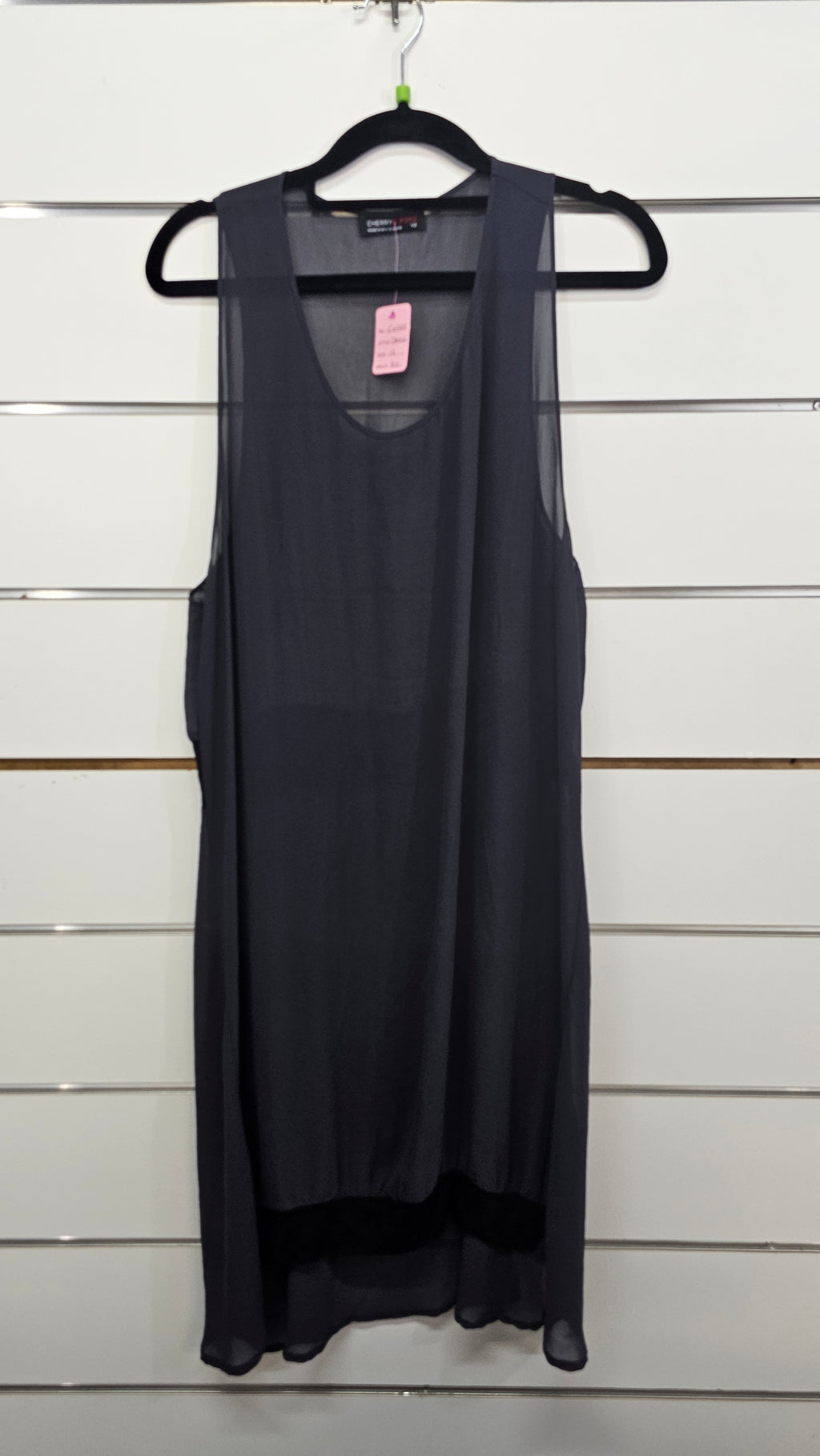 Cherry Blasko Dark Grey Sleeveless Chiffon Slip Dress - 12