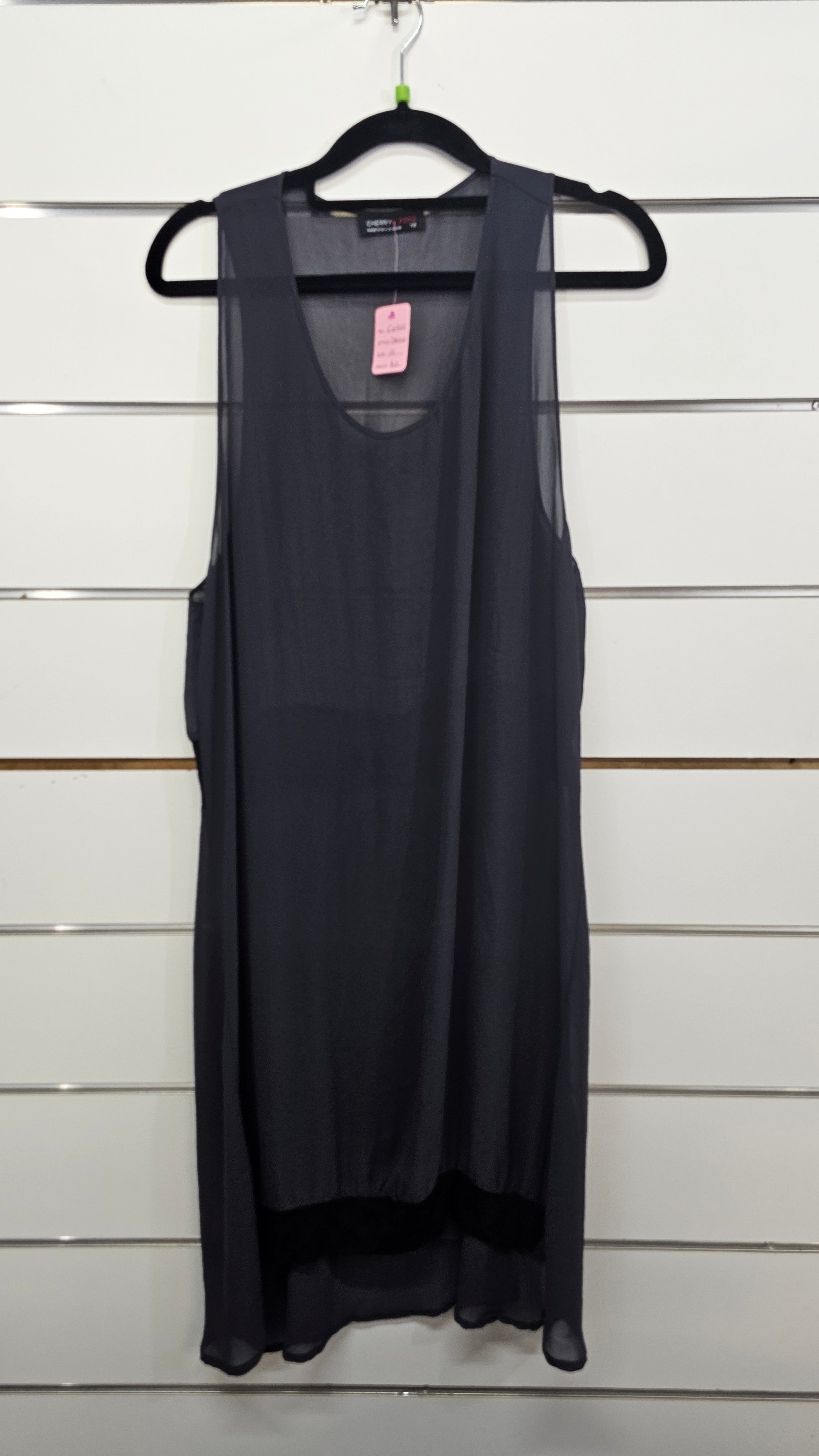 Cherry Blasko Dark Grey Sleeveless Chiffon Slip Dress - 12