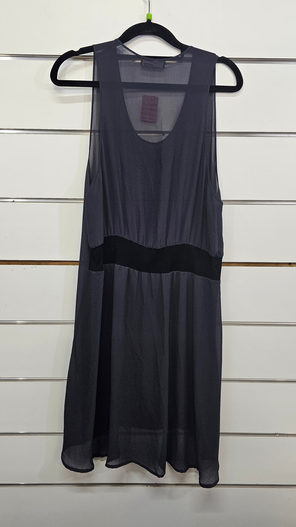 Cherry Blasko Dark Grey Sleeveless Chiffon Slip Dress - 12