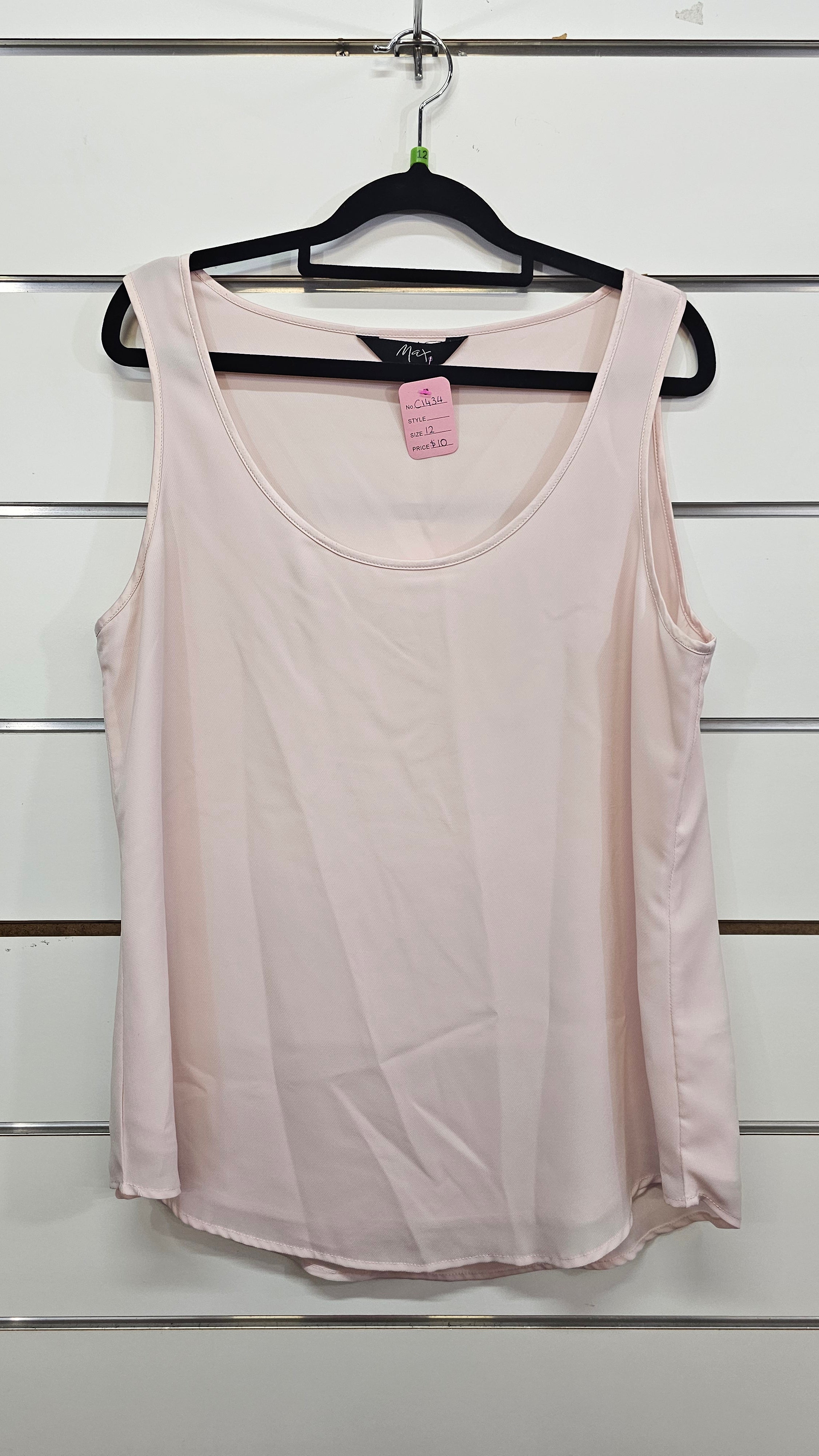 Max Peach Lined Polyester Singlet Top - 12