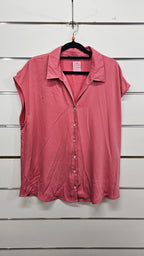 Jacqui E Pink Sleeveless Button Blouse - 14