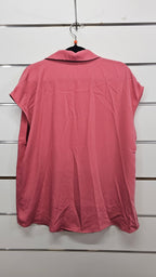 Jacqui E Pink Sleeveless Button Blouse - 14