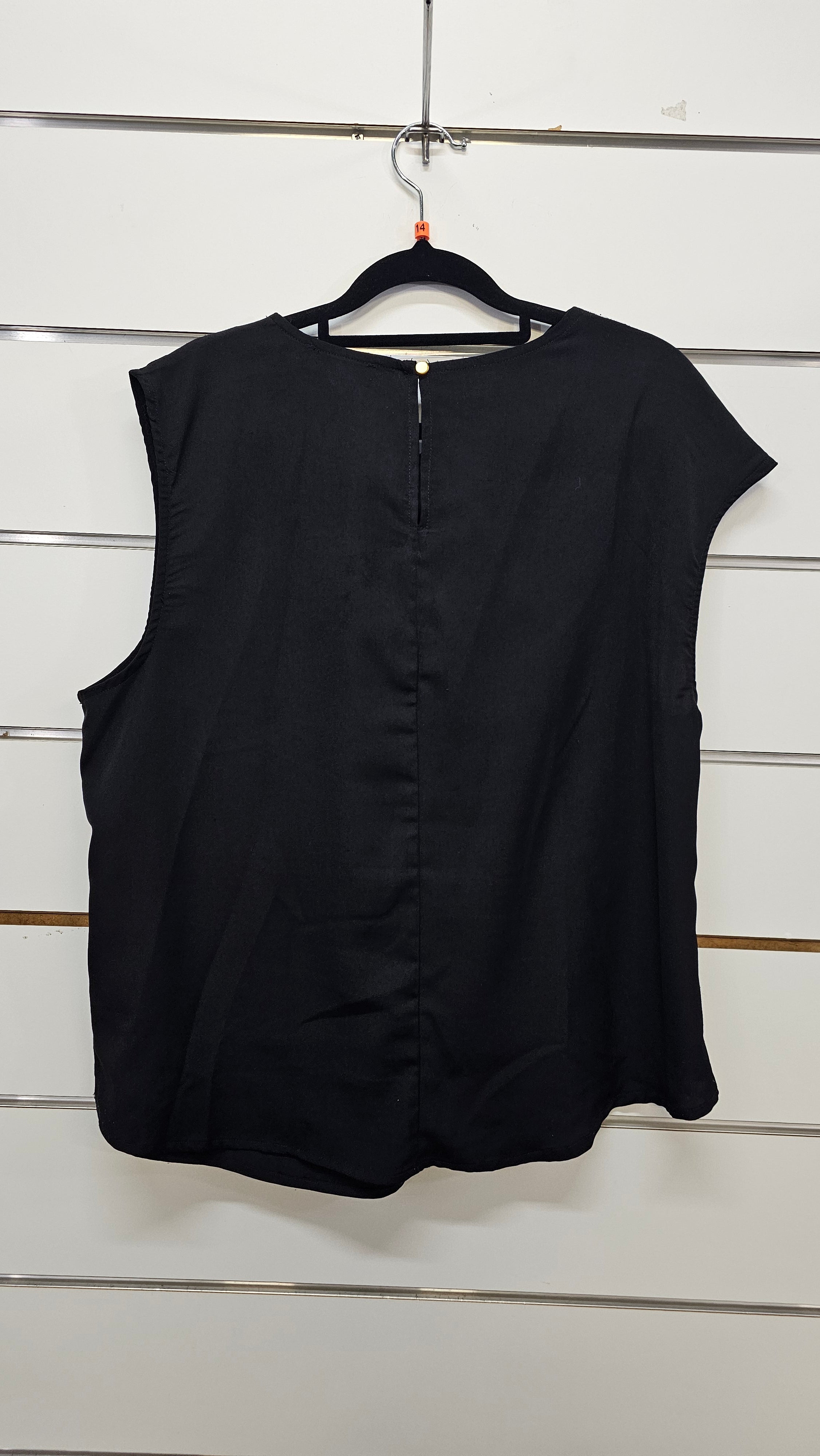 Atmos & Here Black Sleeveless Top with Gold Pin - 14