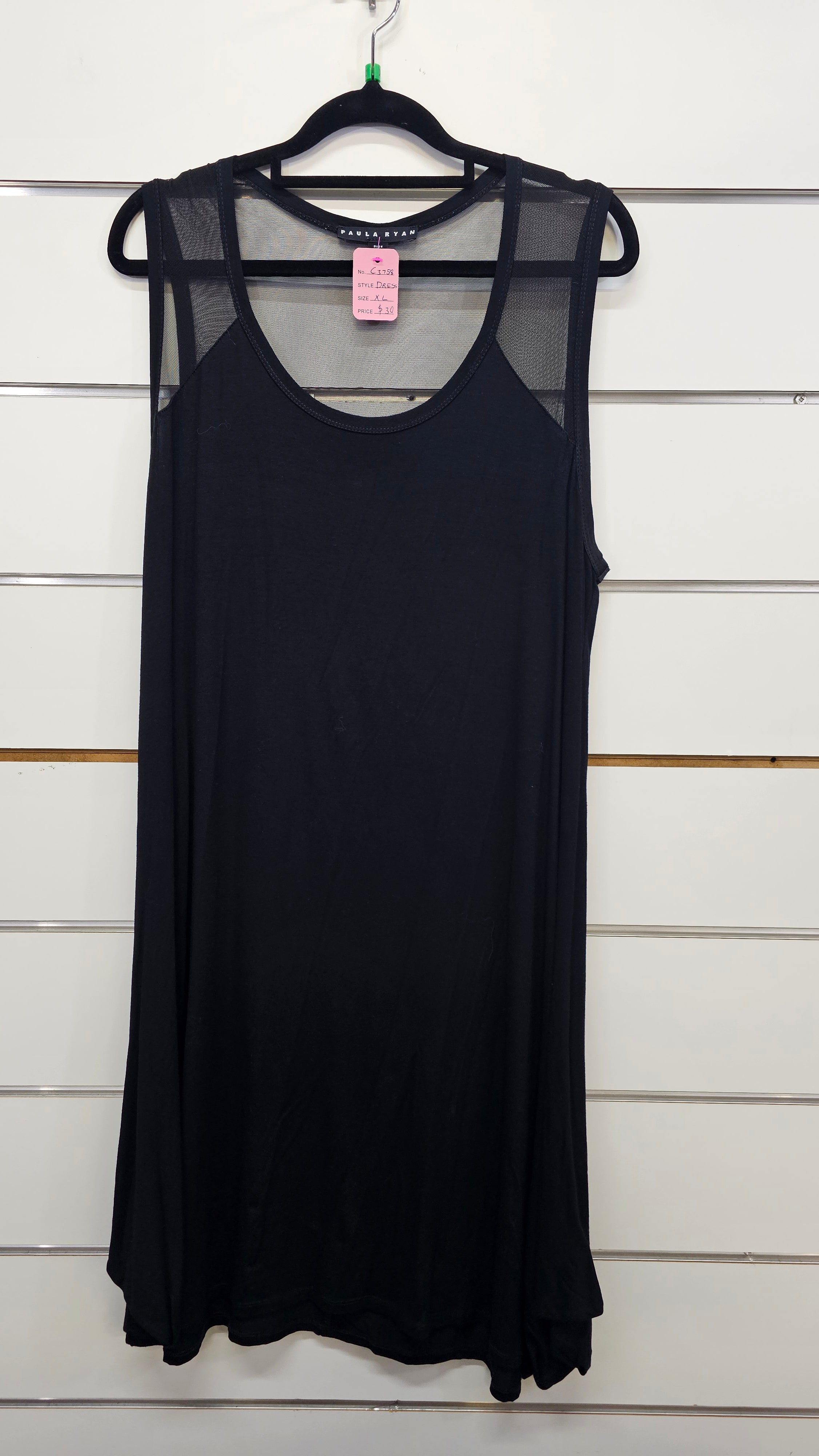 Paula Ryan Black Dress with Sheer Inserts - XL