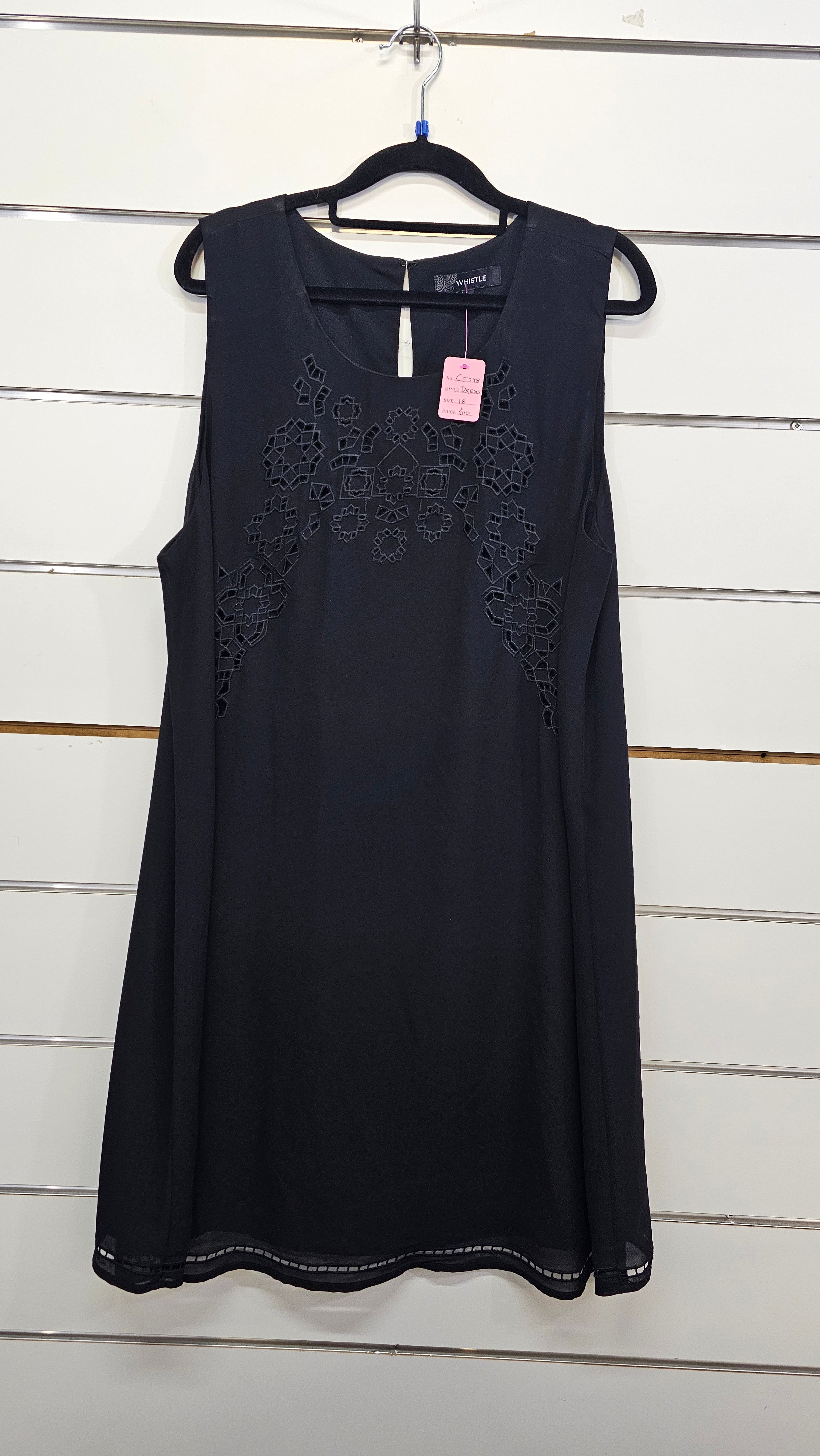 Whistle Black Sleeveless Chiffon Dress - 18