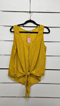Whistle Yellow Sleeveless Blouse with White Dots - S