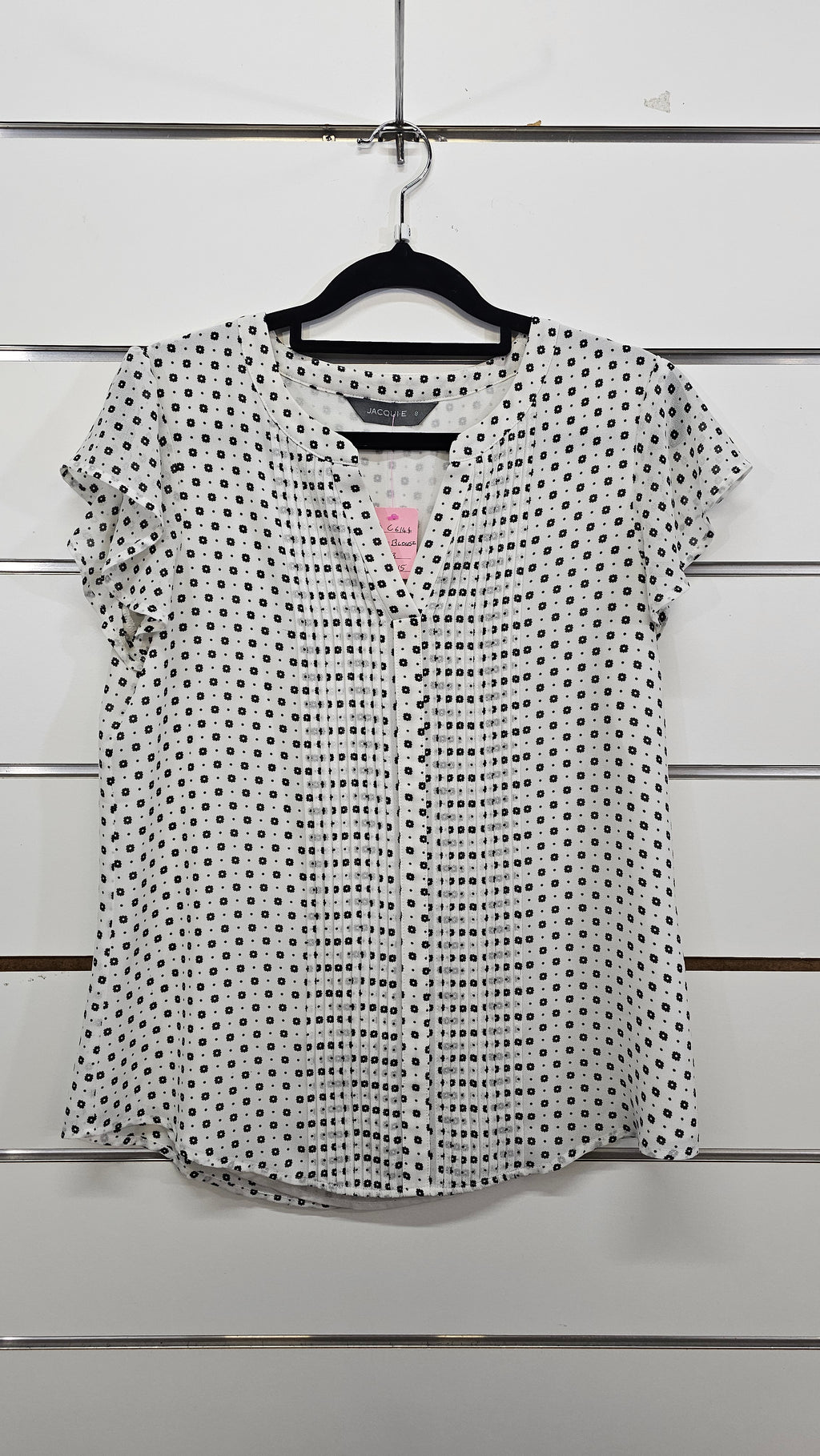 Jacqui E B/W Short Sleeve Blouse - 8