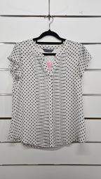 Jacqui E B/W Short Sleeve Blouse - 8