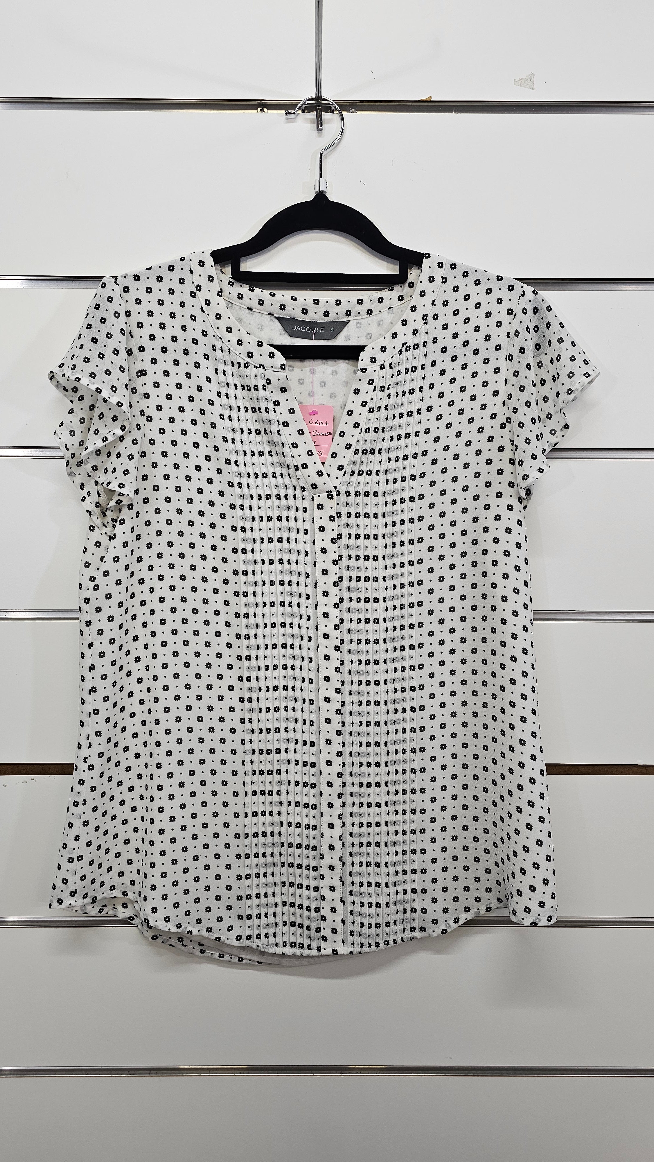 Jacqui E B/W Short Sleeve Blouse - 8
