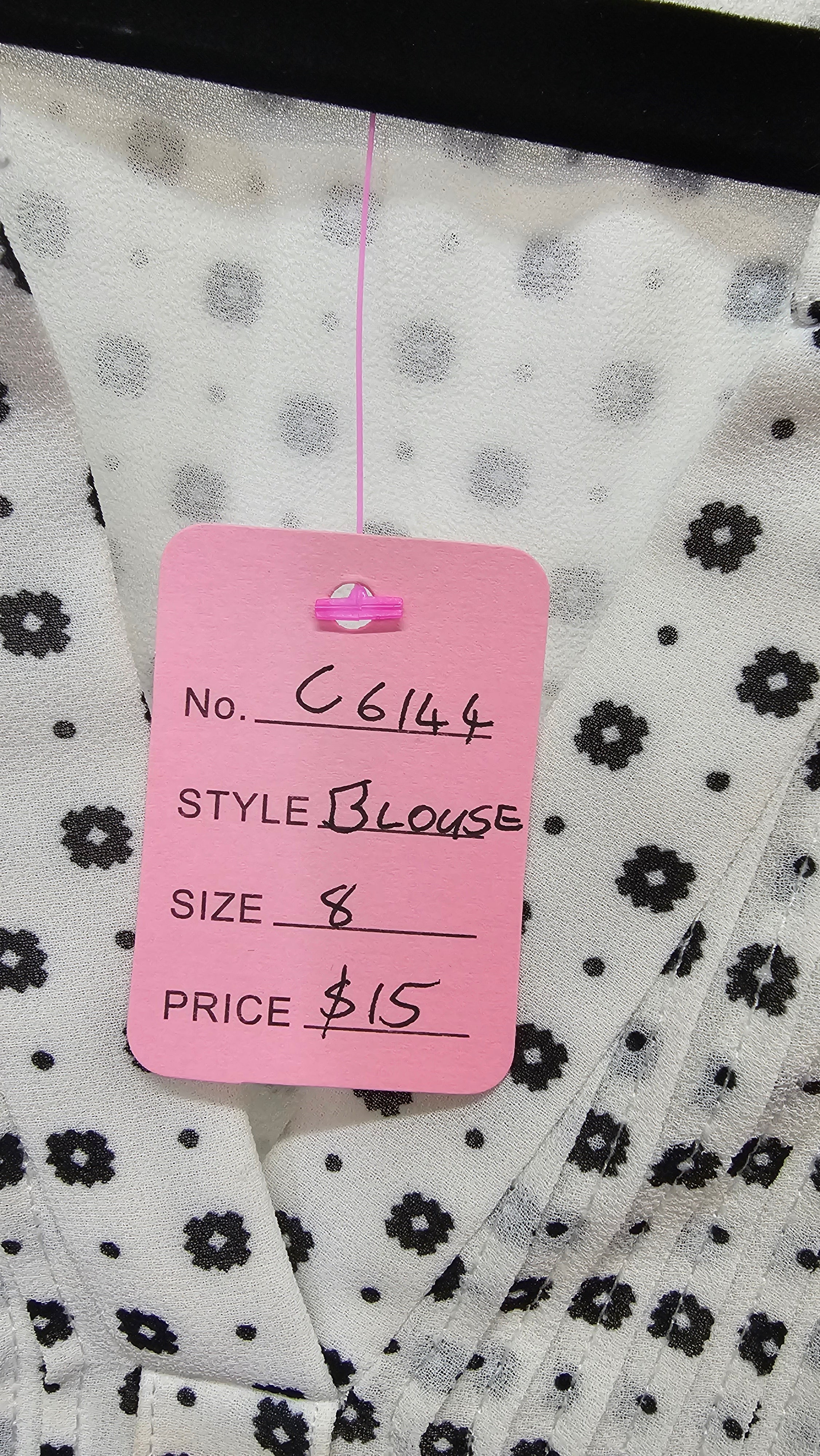 Jacqui E B/W Short Sleeve Blouse - 8