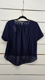 Blue Juice Navy Polyester Front Pleated Chiffon Top - 10