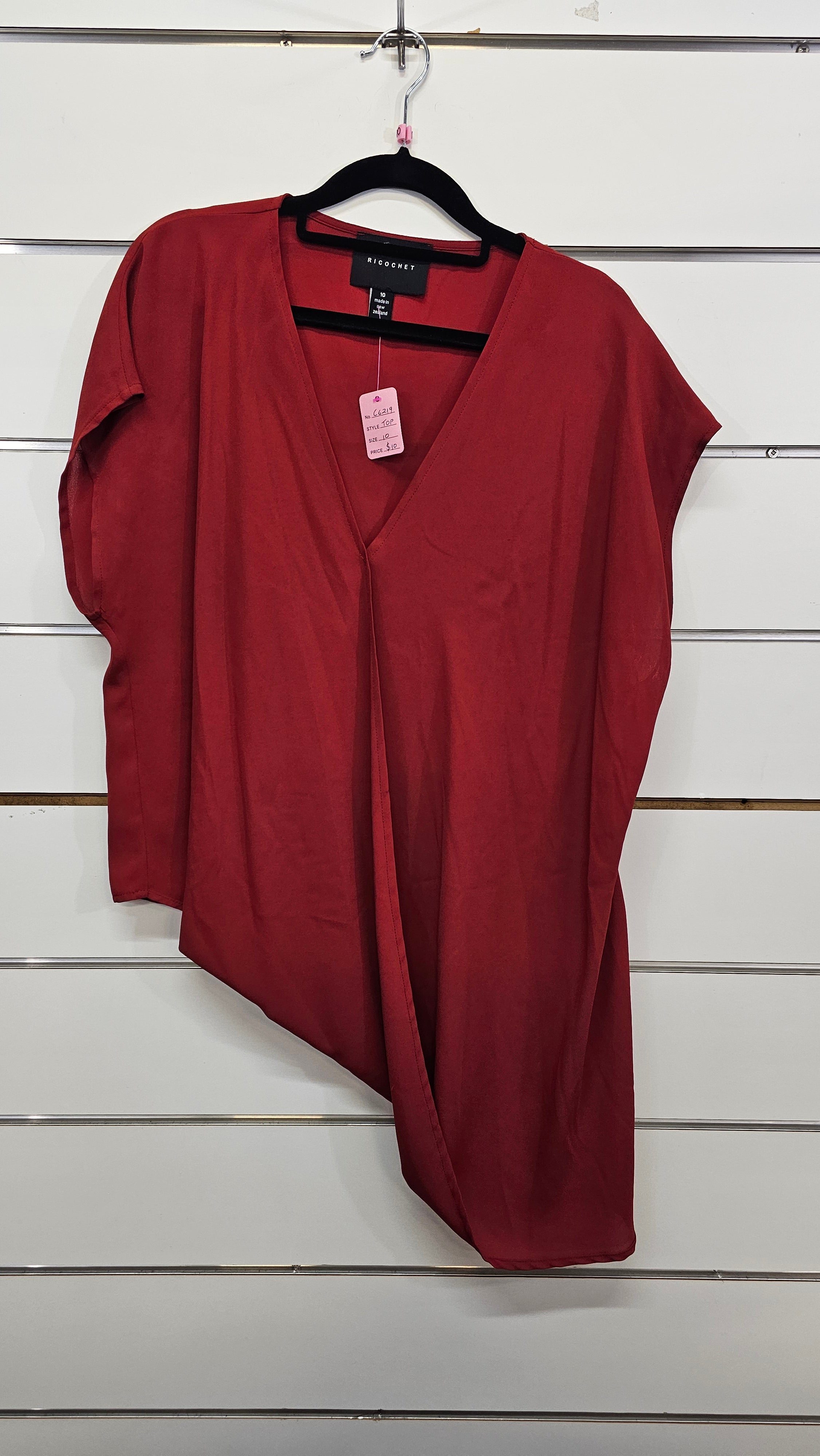 Ricochet Rusty Red Chiffon Top - 10