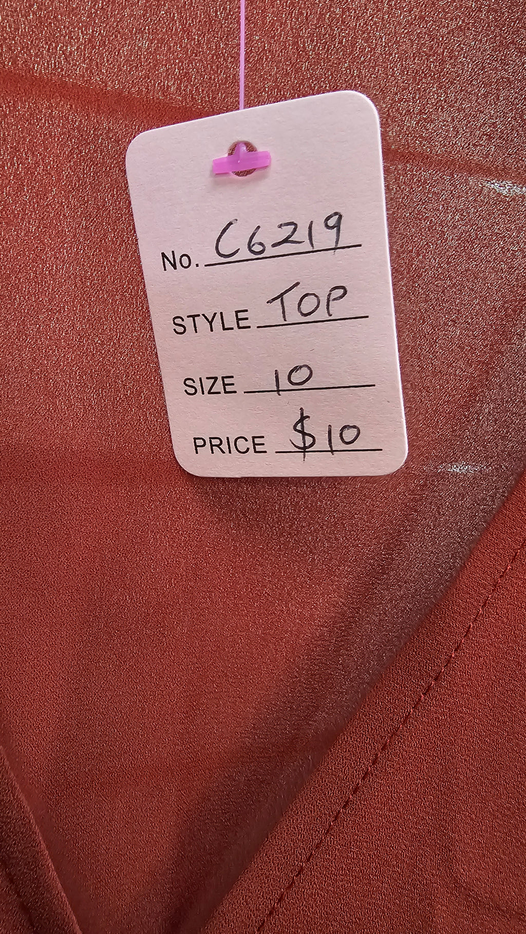Ricochet Rusty Red Chiffon Top - 10