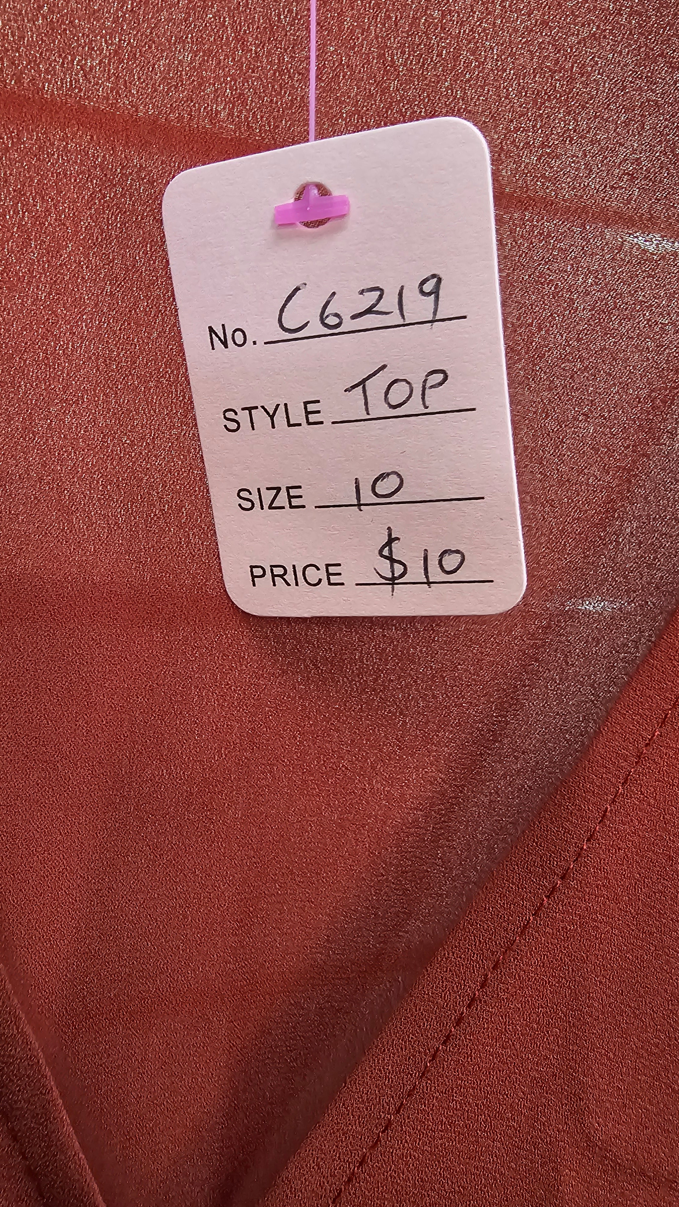 Ricochet Rusty Red Chiffon Top - 10