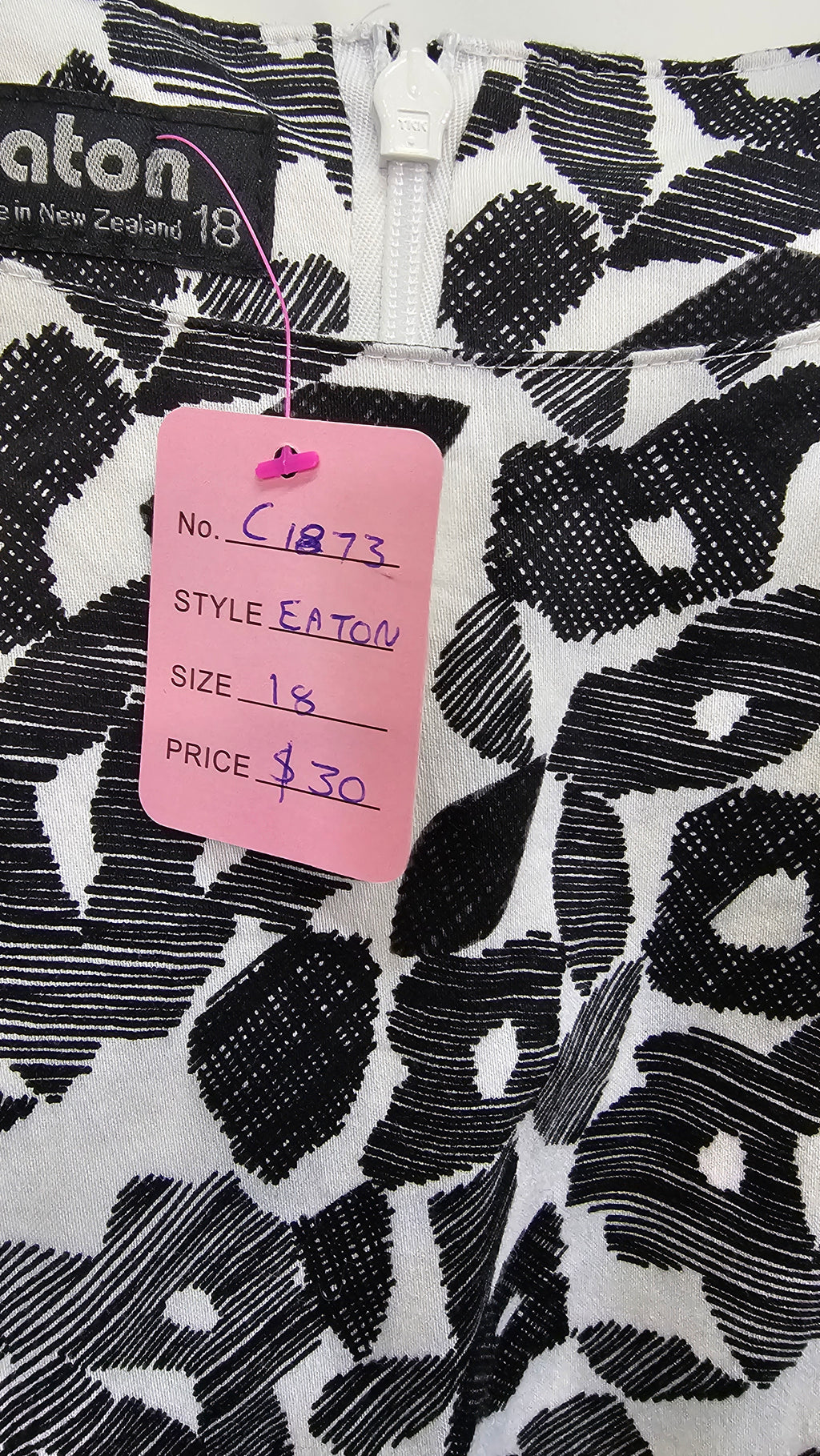 Eatin Black and White Sleeveless Pattern Cotton Dress - 18