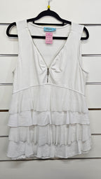 Jet Blonde White Layered Tank Top with Zip - 16