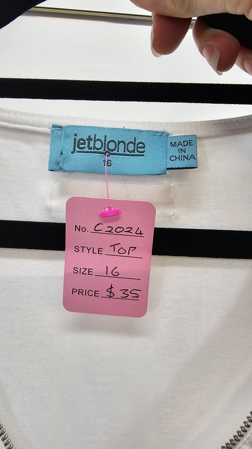 Jet Blonde White Layered Tank Top with Zip - 16