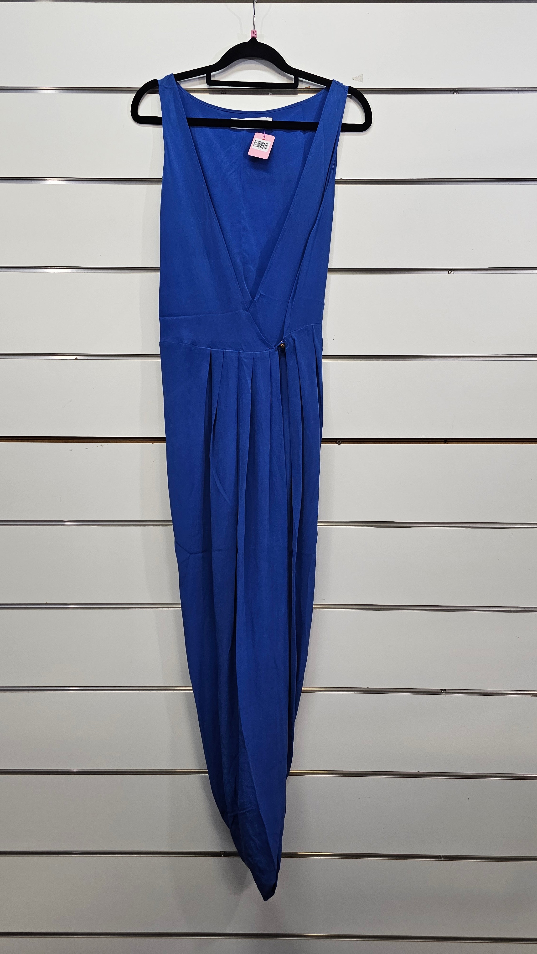Liam Blue Short Sleeve Wrap Dress 100% Silk - 10