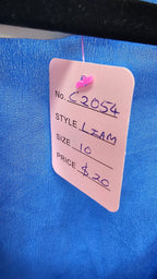 Liam Blue Short Sleeve Wrap Dress 100% Silk - 10