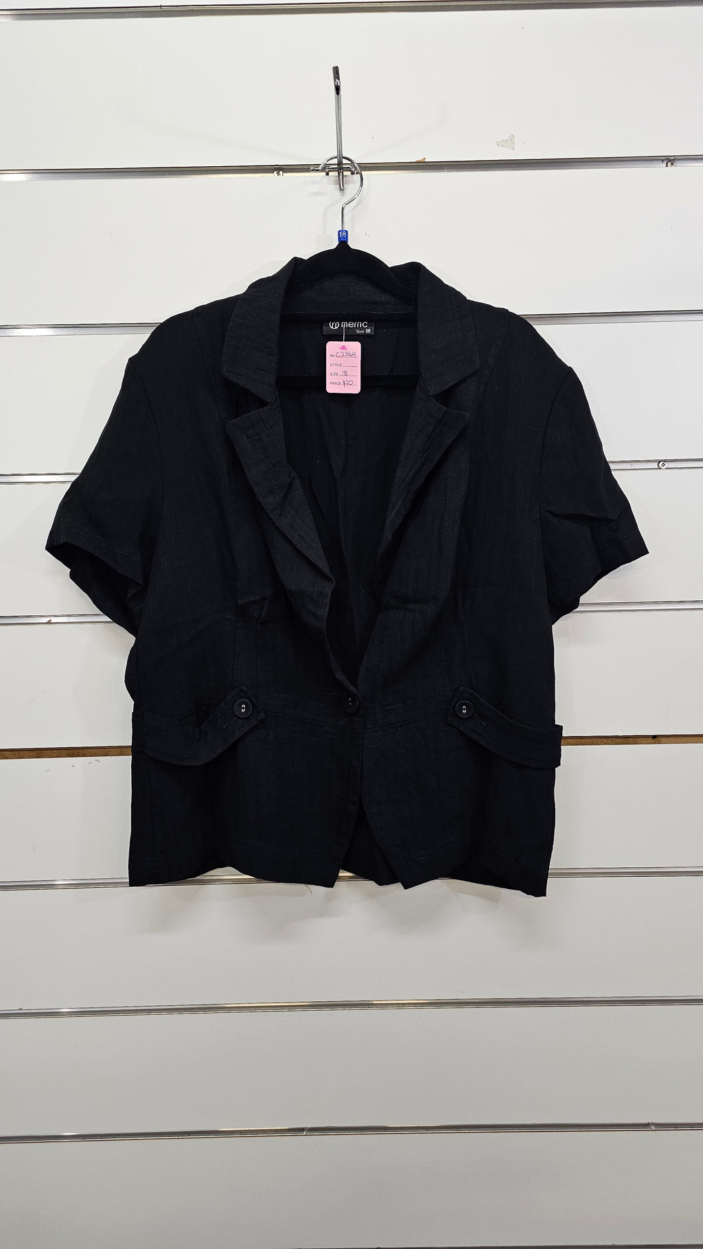 Merric Black Cap Sleeve Blazer - 18