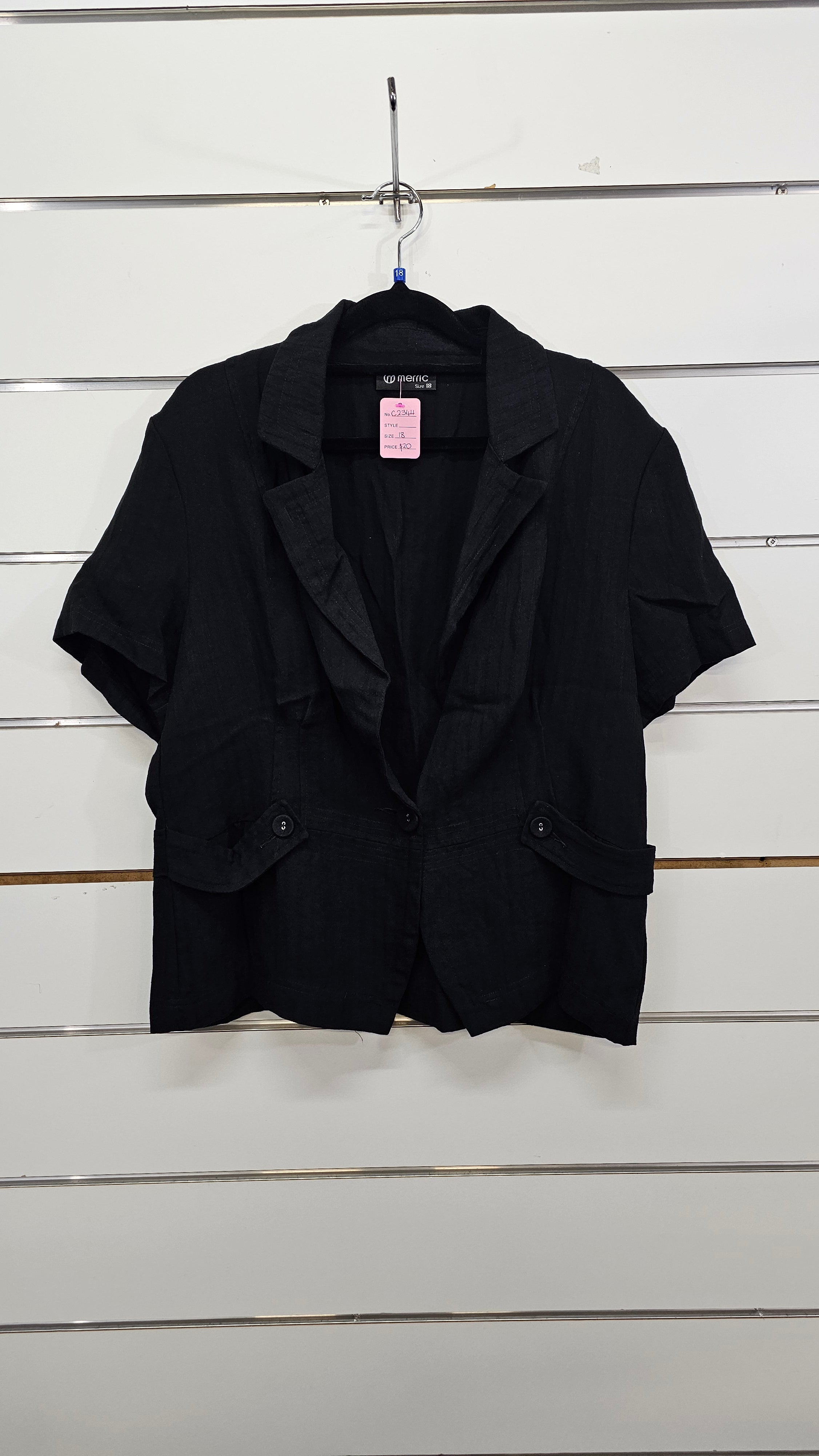 Merric Black Cap Sleeve Blazer - 18