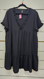 Shein Black Baby doll dress, v neck, cap sleeve - L
