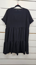 Shein Black Baby doll dress, v neck, cap sleeve - L